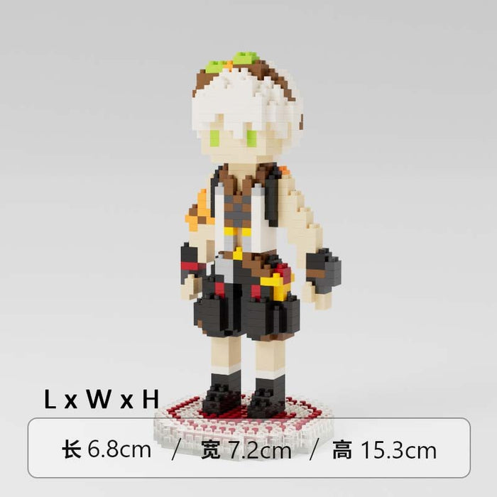 Genshin Impact Character Building Set: white, brown character, cartoon/anime-inspired block figure style