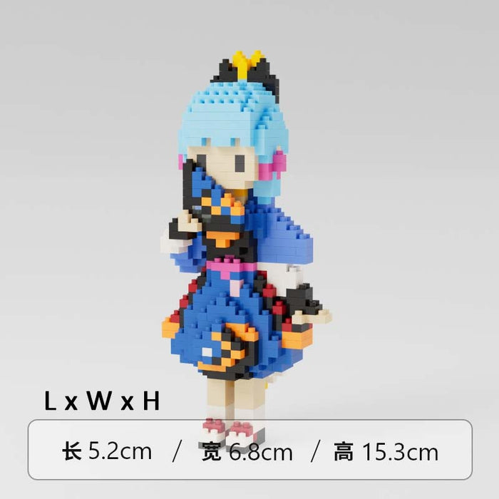 Genshin Impact Character Building Set: white, brown character, cartoon/anime-inspired block figure style
