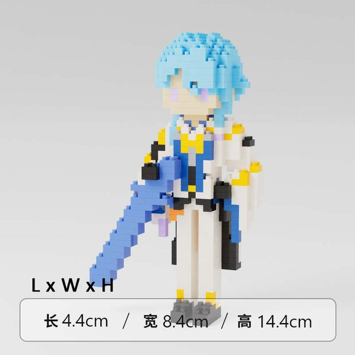 Genshin Impact Character Building Set: white, brown character, cartoon/anime-inspired block figure style