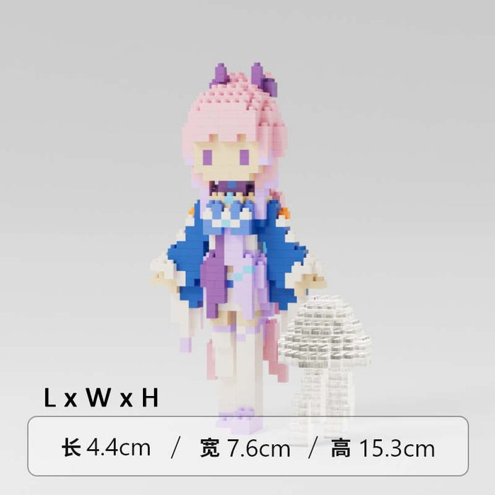 Genshin Impact Character Building Set: white, brown character, cartoon/anime-inspired block figure style