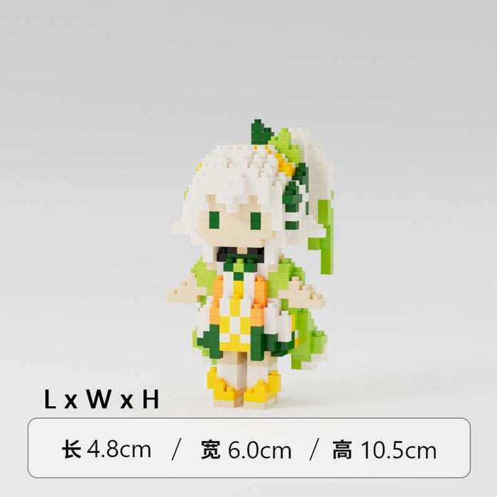 Genshin Impact Character Building Set: white, brown character, cartoon/anime-inspired block figure style