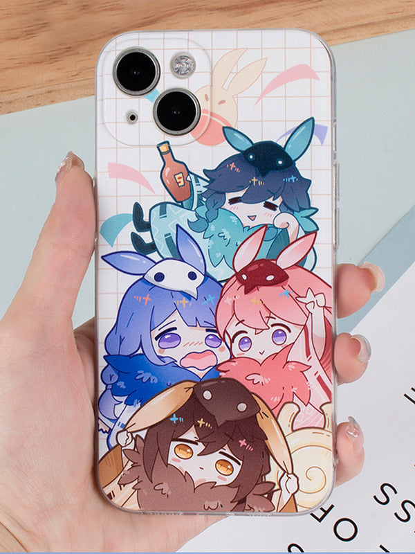 Genshin Impact Character Phone Case: transparent, white phone case, minimal style