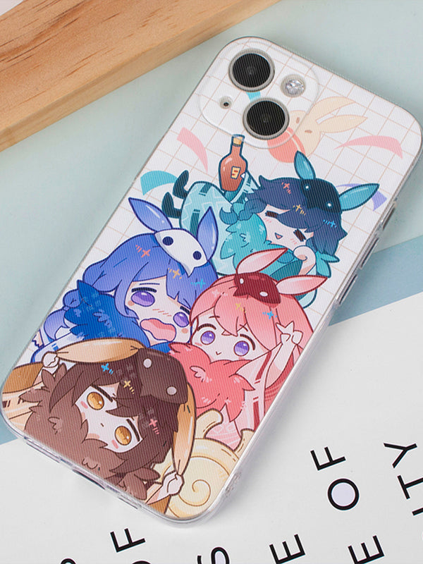 Genshin Impact Character Phone Case: transparent, white phone case, minimal style