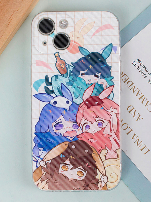 Genshin Impact Character Phone Case: transparent, white phone case, minimal style
