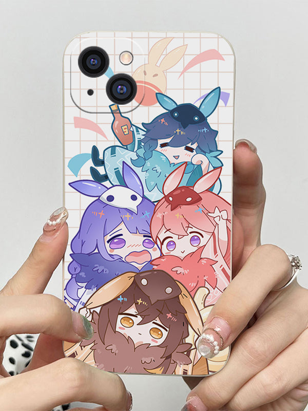 Genshin Impact Character Phone Case: transparent, white phone case, minimal style