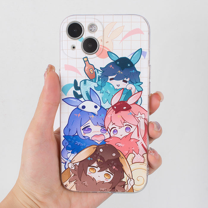 Genshin Impact Character Phone Case: transparent, white phone case, minimal style
