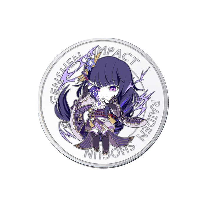 Genshin Impact Collectible Coins with Case: silver, white anime-style female character with animal-like ears, kawaii anime ca