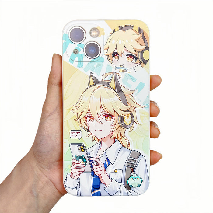 Genshin Impact Fanart iPhone Cases: white, cream anime-style blonde character with animal-like ears, anime, cartoon, kawaii s