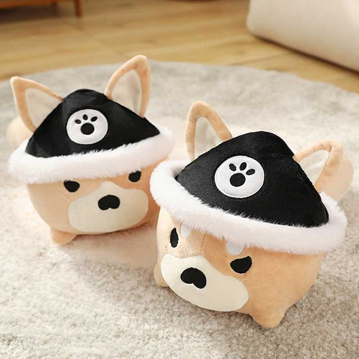 Genshin Impact Gorou Dog Plush: tan, black dog characters, kawaii cartoon style