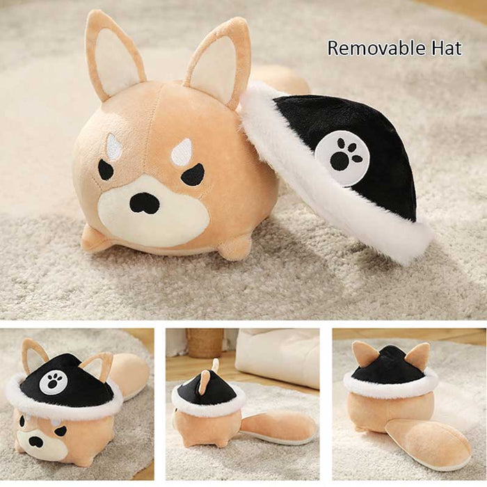 Genshin Impact Gorou Dog Plush: tan, black dog characters, kawaii cartoon style