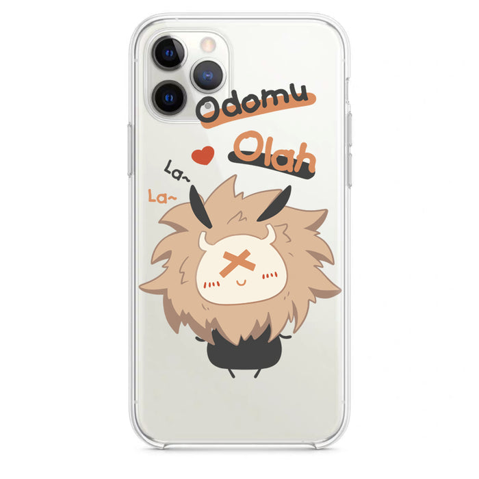 Genshin Impact Hilichurl Phone Cases: clear/transparent, beige cartoon horned fluffy creature, kawaii cartoon style