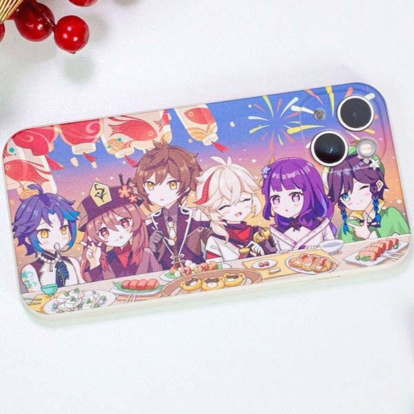 Genshin Impact Lantern Rite Festival Phone Case: transparent, white phone case, minimal style