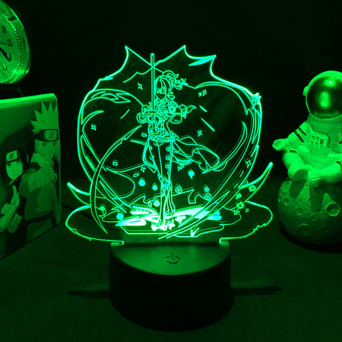 Genshin Impact LED Light with Remote: blue, black anime-style female character, anime, line-art style