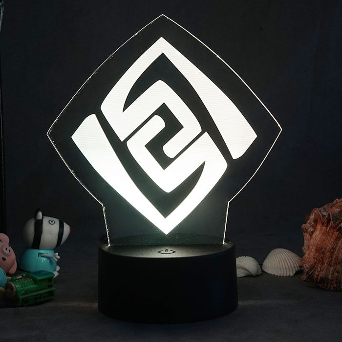 Genshin Impact LED Night Light: black, white illuminated decorative lamp, minimal modern geometric style