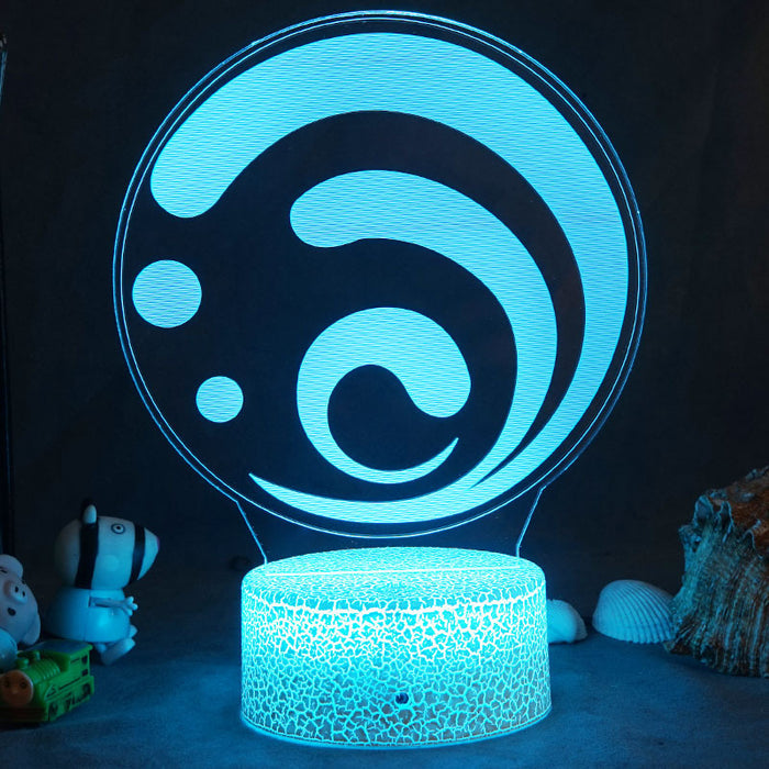 Genshin Impact LED Night Light: black, white illuminated decorative lamp, minimal modern geometric style