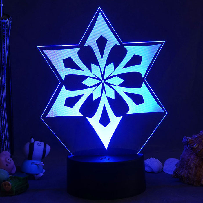 Genshin Impact LED Night Light: black, white illuminated decorative lamp, minimal modern geometric style