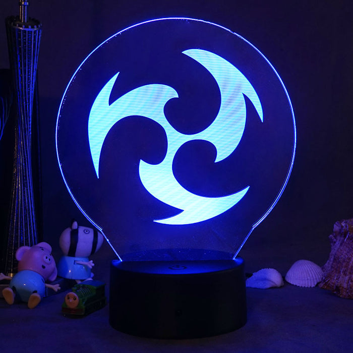 Genshin Impact LED Night Light: black, white illuminated decorative lamp, minimal modern geometric style