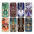 Genshin Impact Phone Cases, Multiple Designs: green, teal ornate fantasy-inspired character/costume motifs, ornate fantasy ca