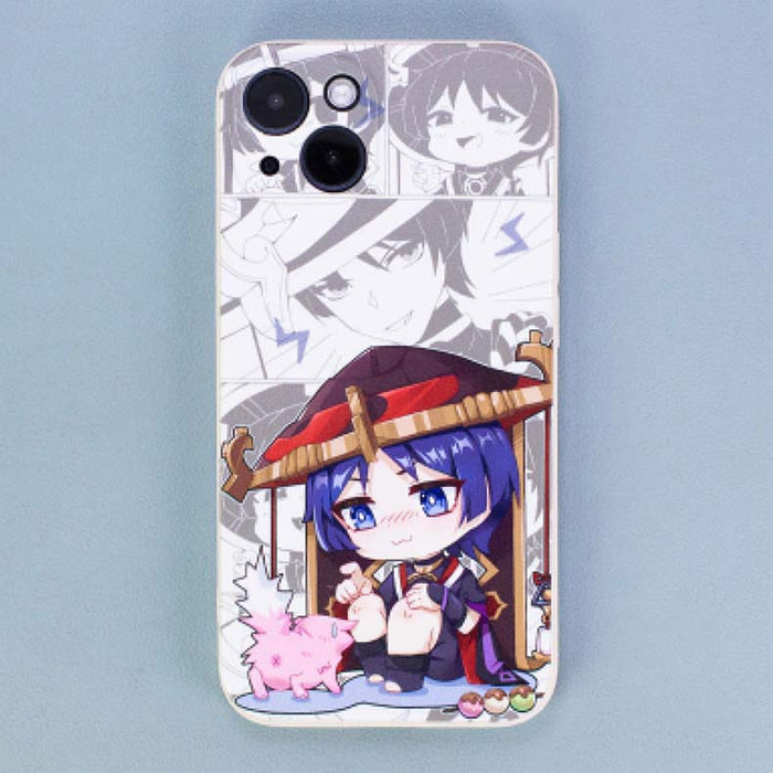 Genshin Impact Phone Cases Collection: white, black anime-style male characters, anime, graphic style