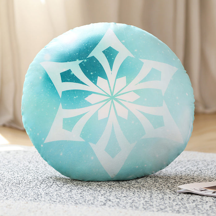 Genshin Impact Plush Cushion with Elements: mint green, turquoise round decorative cushion/pillow, minimal decorative style
