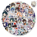Genshin Impact PVC Stickers, Customizable!: multicolor, teal anime-style game characters, kawaii chibi cartoon style
