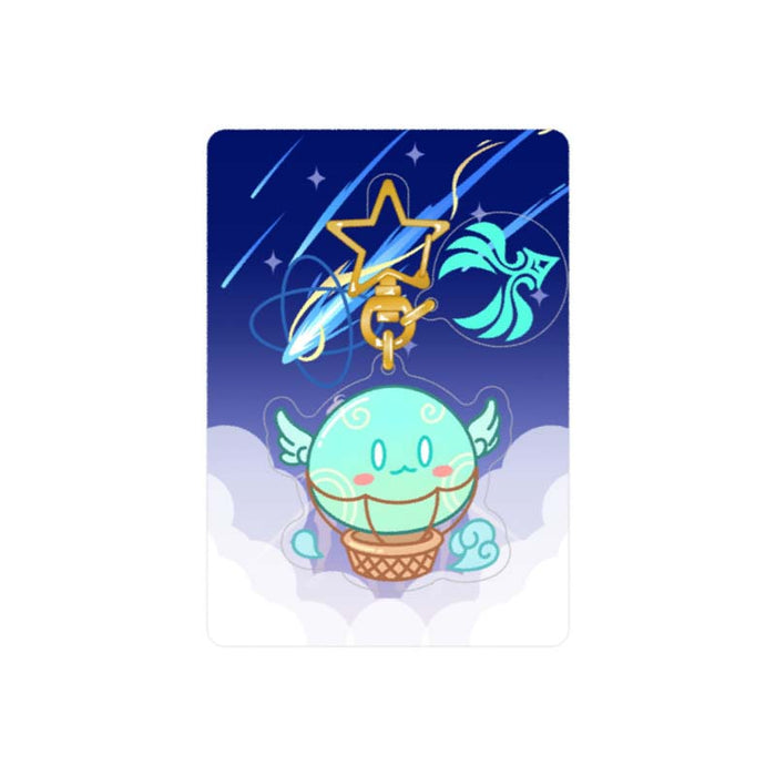 Genshin Impact Slime Keychains, Adorable Collection Accessory: dark blue, light blue cute winged character holding a star wan