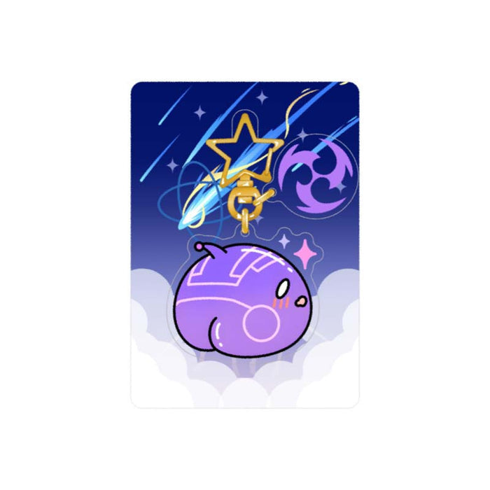 Genshin Impact Slime Keychains, Adorable Collection Accessory: dark blue, light blue cute winged character holding a star wan