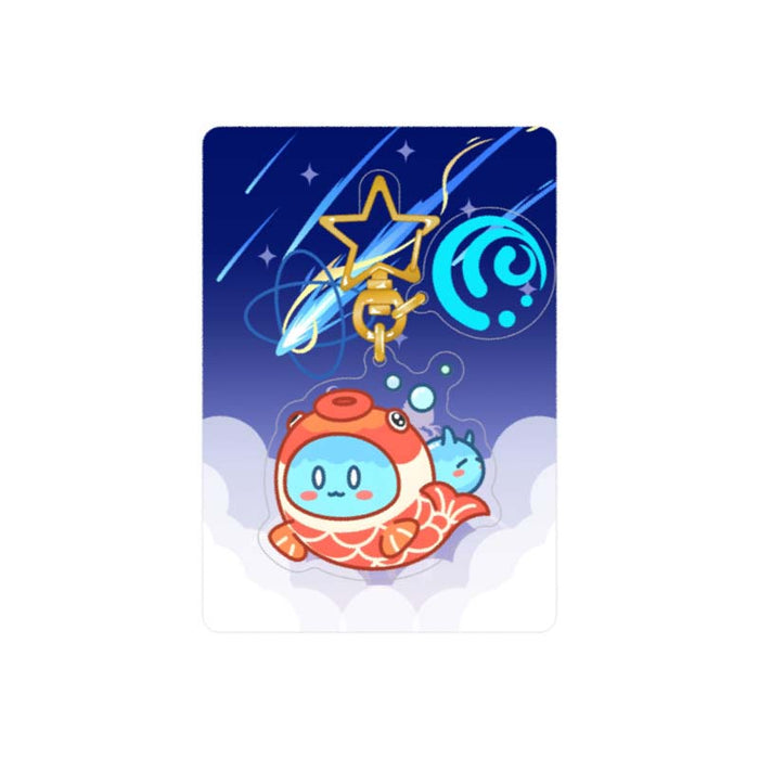 Genshin Impact Slime Keychains, Adorable Collection Accessory: dark blue, light blue cute winged character holding a star wan