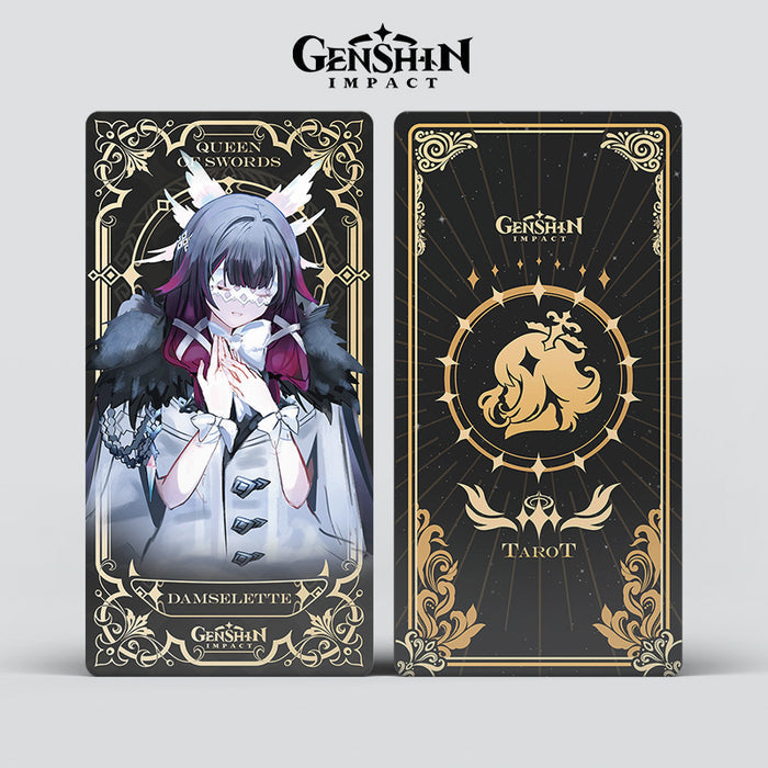 Genshin Impact Tarot Card Set: black, gold Genshin Impact characters, anime fantasy, ornate style