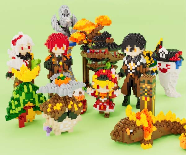 Genshin Impact Toy Figure Building Set: brown, yellow lizard, cartoon style