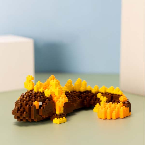 Genshin Impact Toy Figure Building Set: brown, yellow lizard, cartoon style