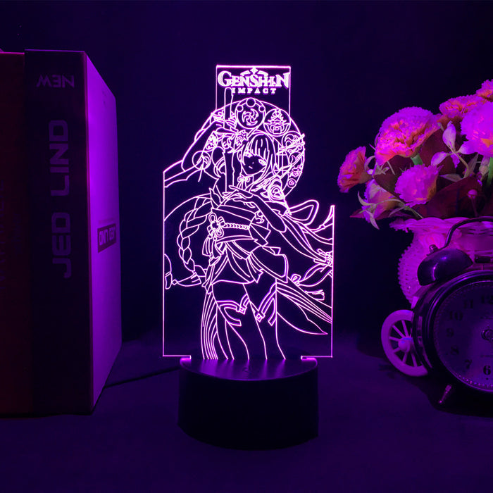 Genshin Impact Zhongli LED Lamp: purple, pink Genshin Impact anime-style female character, anime, decorative neon line art st