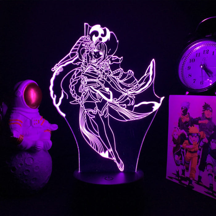 Genshin Impact Zhongli LED Lamp: purple, pink Genshin Impact anime-style female character, anime, decorative neon line art st