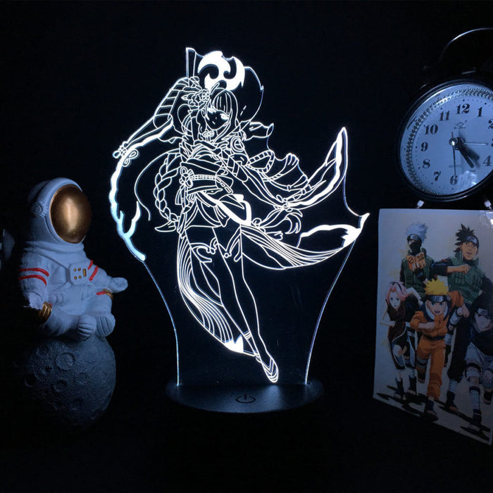 Genshin Impact Zhongli LED Lamp: purple, pink Genshin Impact anime-style female character, anime, decorative neon line art st