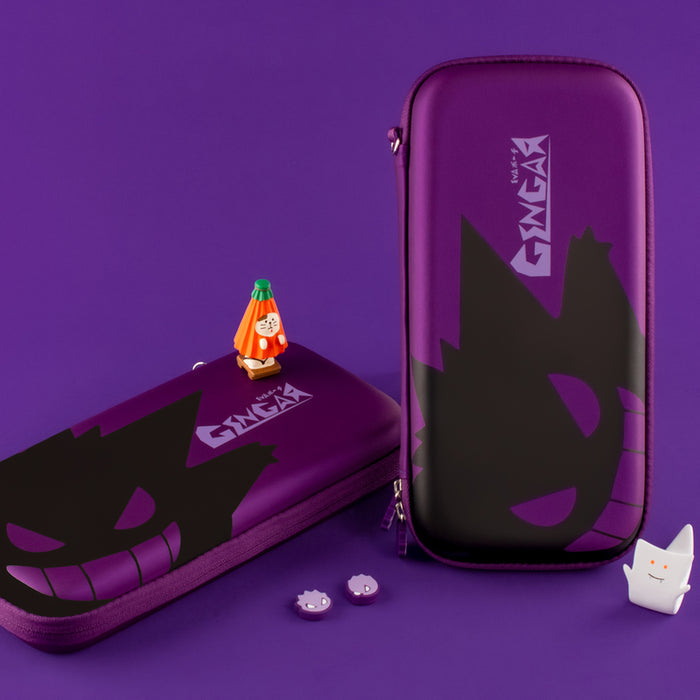 Ghost Switch OLED Case with Protection: purple, black Gengar character, cartoon character-themed style