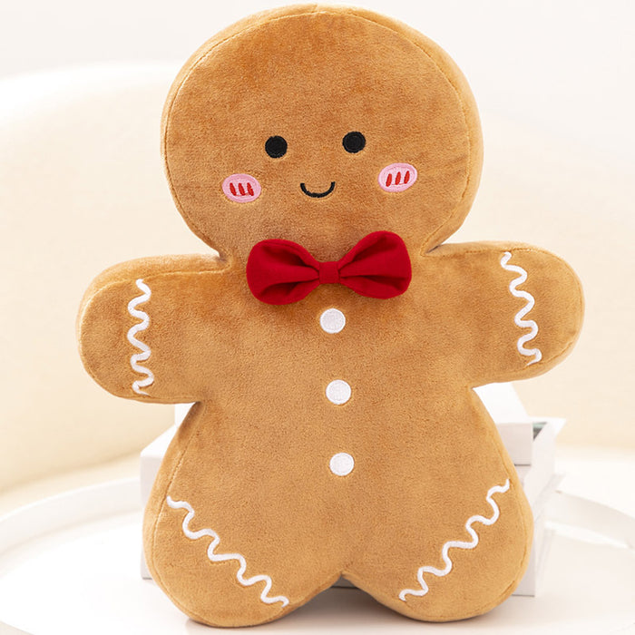 Gingerbread Man Plush Toy: Festive, Whimsical, Soft: light brown, red gingerbread person, cute cartoon/kawaii style