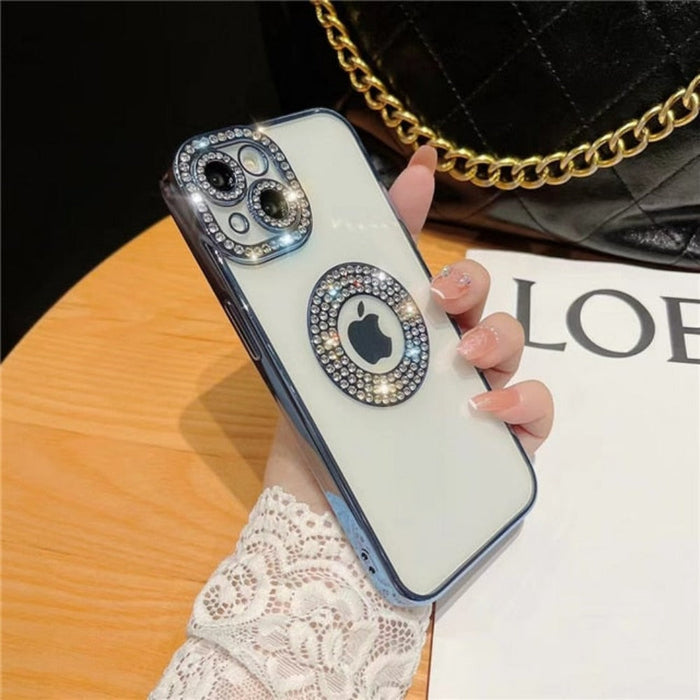 Glittery Deluxe iPhone Case: cream, rose gold smartphone case, glamorous, decorative style