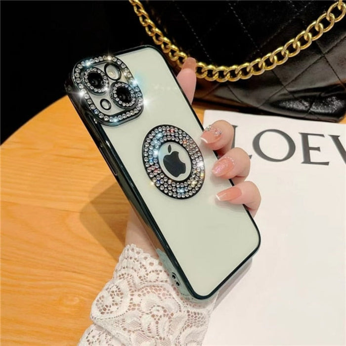 Glittery Deluxe iPhone Case: cream, rose gold smartphone case, glamorous, decorative style