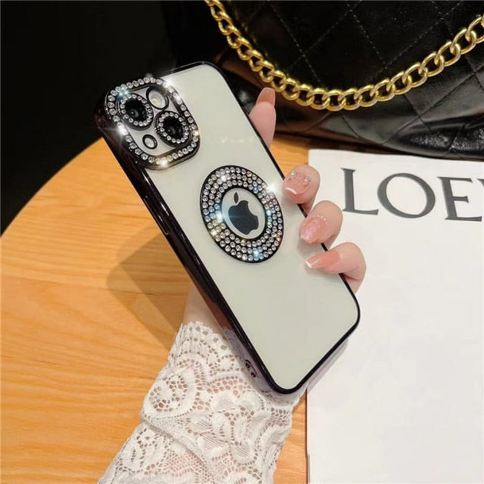Glittery Deluxe iPhone Case: cream, rose gold smartphone case, glamorous, decorative style