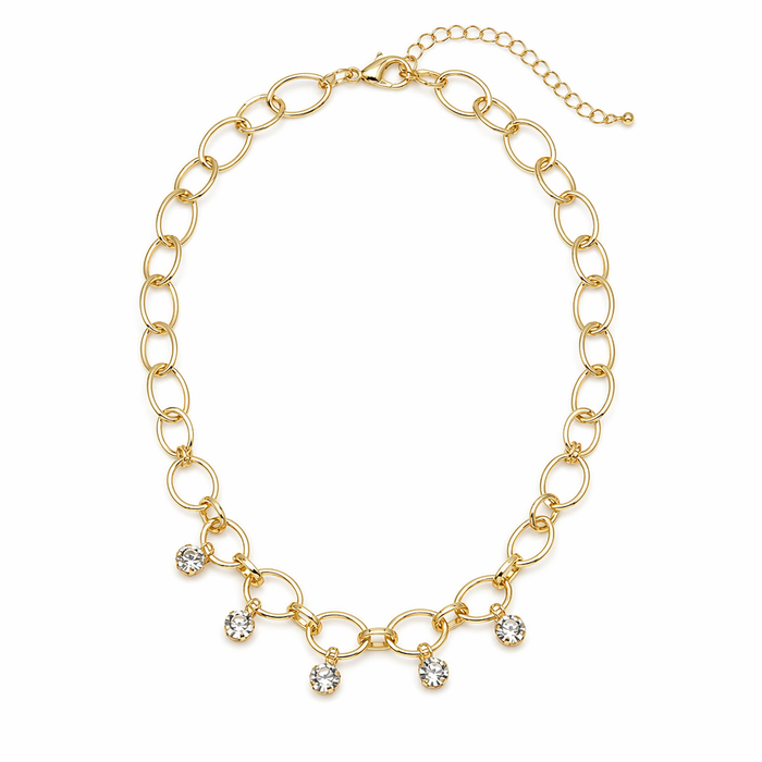 Gold Chain Necklace with Crystal Embellishments Default
