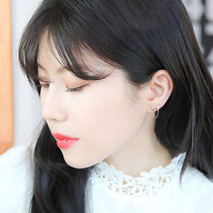 Gold-Plated Clara Chain Hoop Earrings: rose gold, white pair of earrings, delicate, elegant style