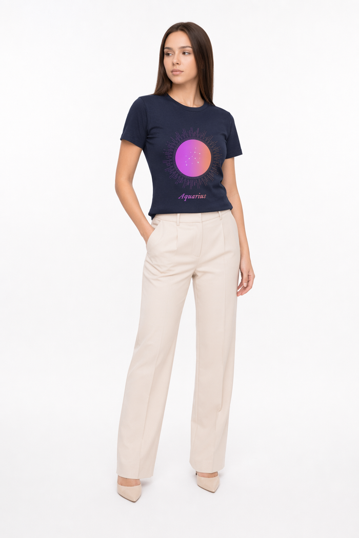 Gradient Zodiac T-Shirt for Women: Aquatic Horoscope-inspired Fashion Navy