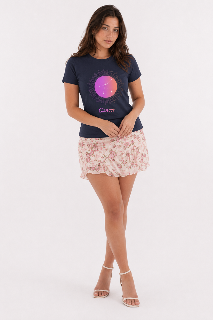 Gradient Zodiac T-Shirt for Women: Embracing the Power of Femininity Navy