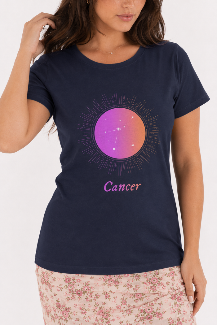 Gradient Zodiac T-Shirt for Women: Embracing the Power of Femininity Navy