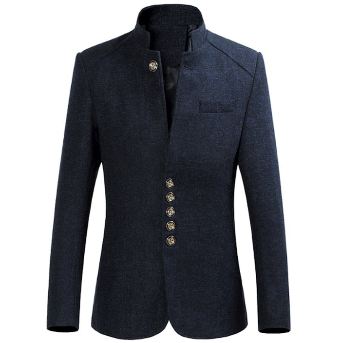 Granite Stand Collar Men's Jacket: heather gray, black jacket, minimal tailored style