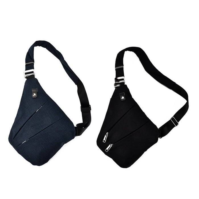 Gray Crossbody Bag with Waterproof Triangle Design on the Side: light gray, black backpack, minimal urban style