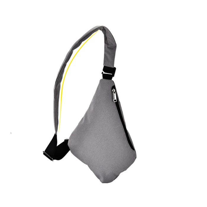 Gray Crossbody Bag with Waterproof Triangle Design on the Side: light gray, black backpack, minimal urban style