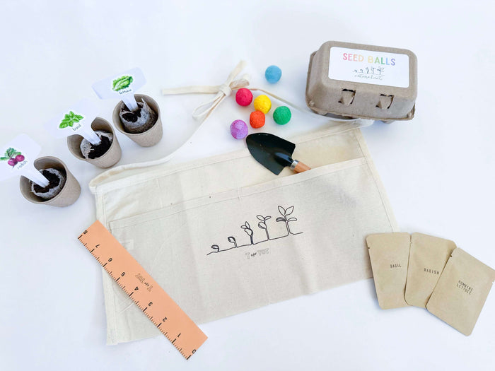 Greenhouse kit with seed starter tray, spade and craft supplies