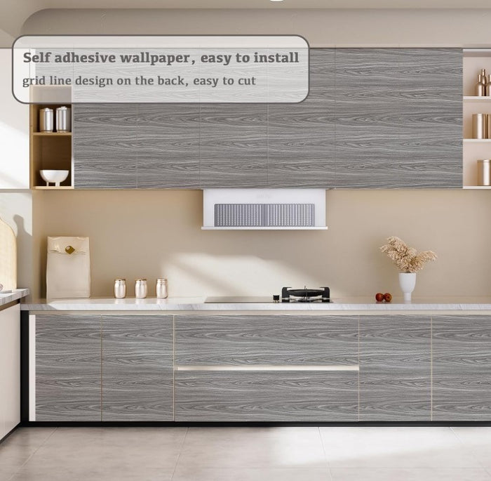 Grey Wood Effect Vinyl Wrap 60x500cm Self Adhesive Wallpaper Paper-325