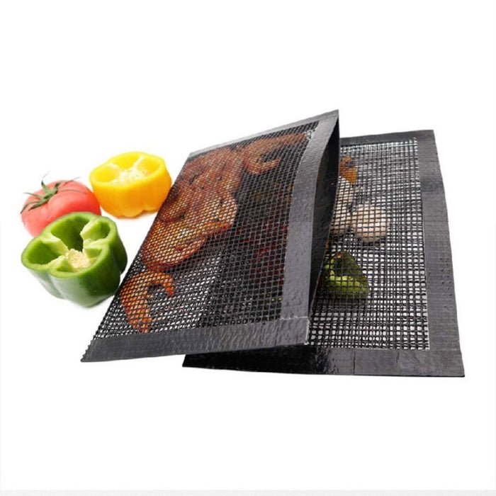 Grill and Bake Mesh Bag Set with Non-Stick Surface: black, silver mesh grilling basket, functional grill accessory style